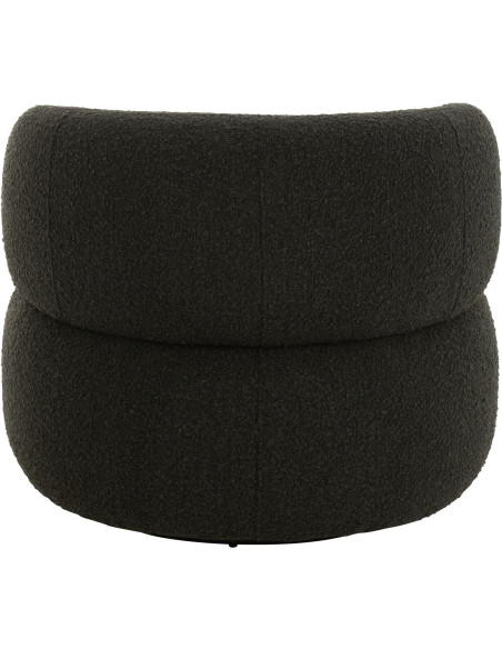 Fauteuil pivotant rond en Tissu Noir Bouclette Bois de peuplier Mova - 4