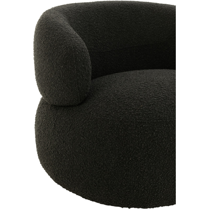 Fauteuil pivotant rond en Tissu Noir Bouclette Bois de peuplier Mova - 5