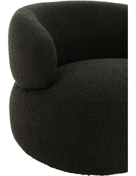 Fauteuil pivotant rond en Tissu Noir Bouclette Bois de peuplier Mova - 5
