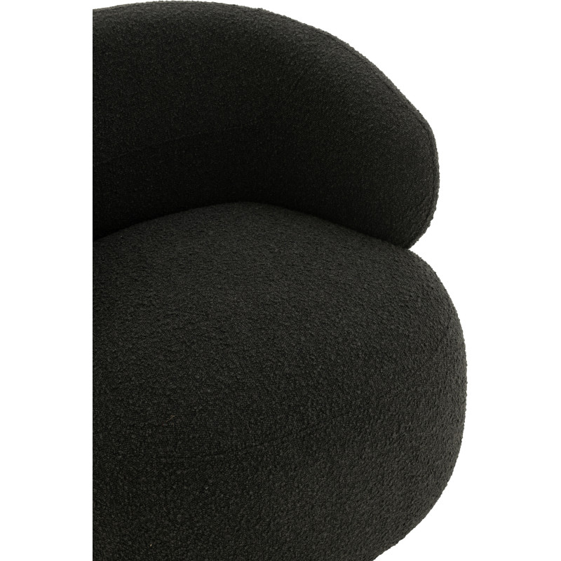 Fauteuil pivotant rond en Tissu Noir Bouclette Bois de peuplier Mova - 6