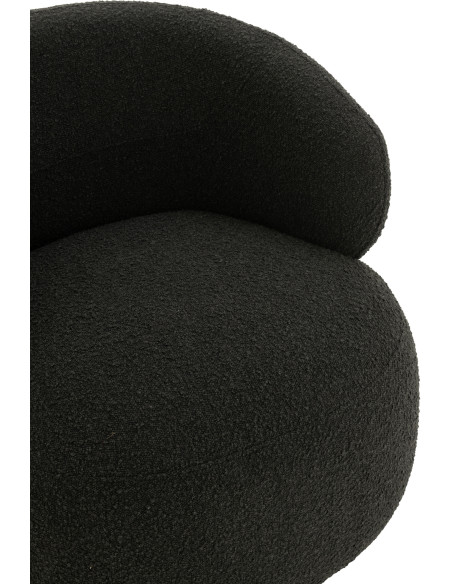 Fauteuil pivotant rond en Tissu Noir Bouclette Bois de peuplier Mova - 6