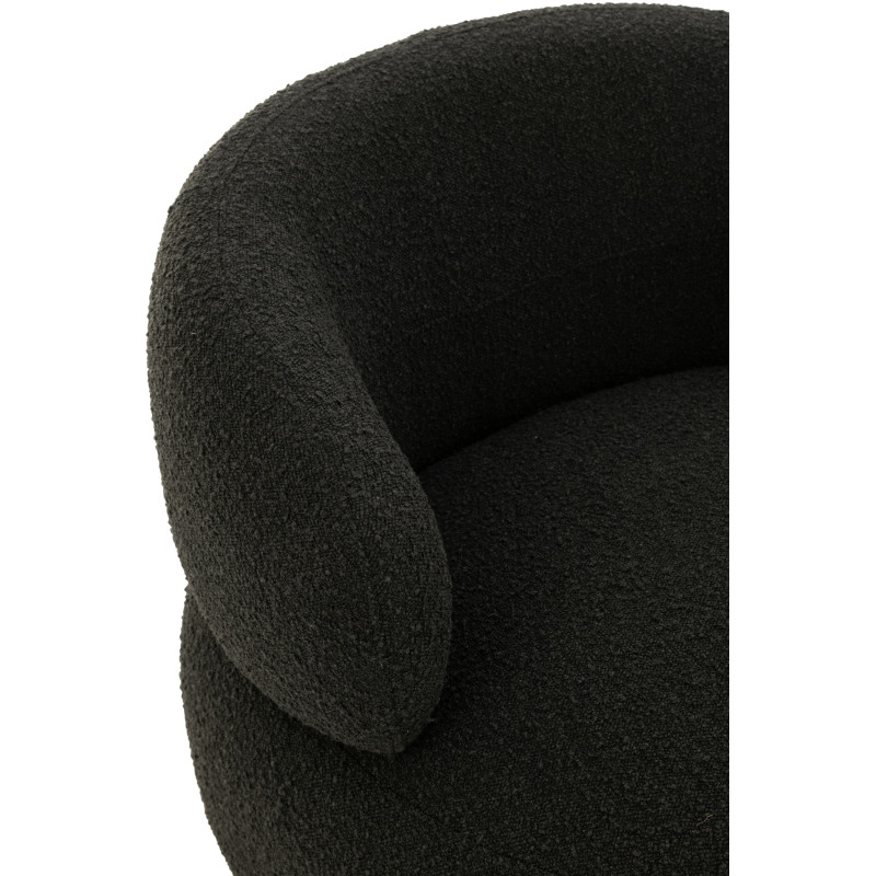 Fauteuil pivotant rond en Tissu Noir Bouclette Bois de peuplier Mova - 7