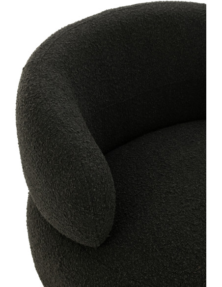 Fauteuil pivotant rond en Tissu Noir Bouclette Bois de peuplier Mova - 7