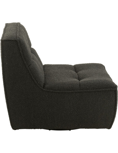 Fauteuil pivotant moderne en Tissu Noir Bouclette Bois de peuplier Lomu - 4