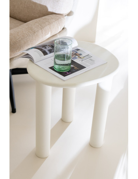 Table d'appoint balinaise Ovale en Bois Blanc Bali - 2
