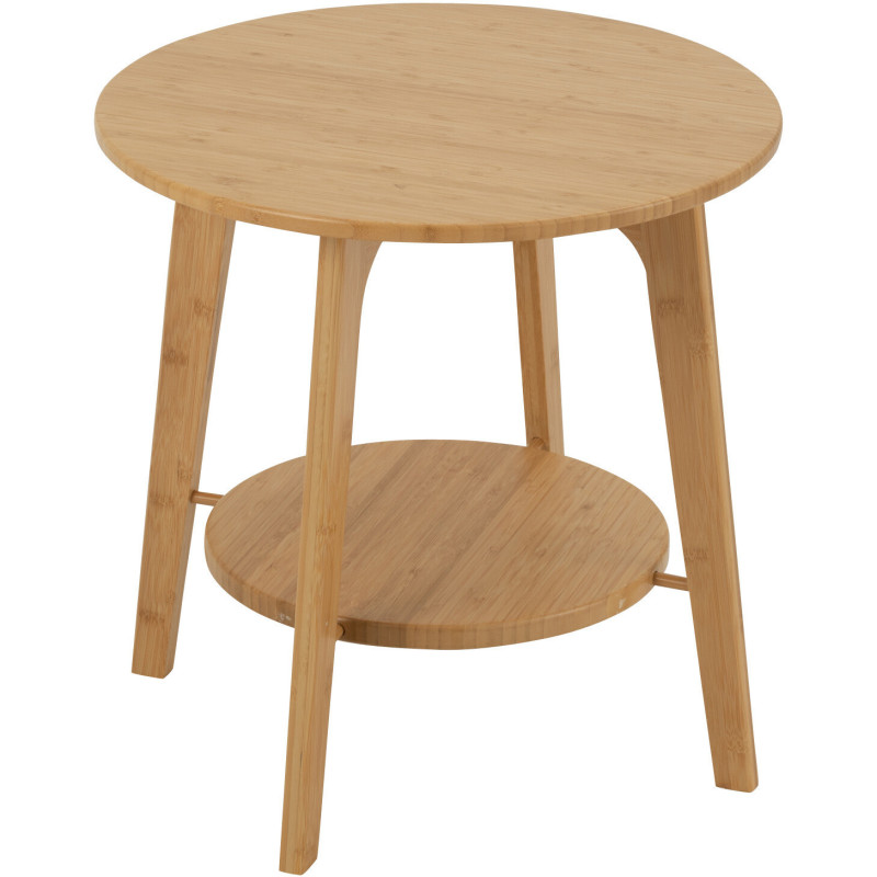 Table d'appoint japandi Ronde 1 étagère en Bois de bambou Naturel Aiko - 1