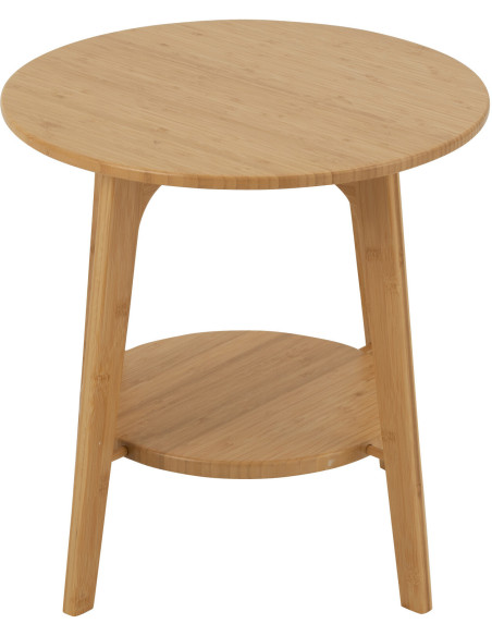 Table d'appoint japandi Ronde 1 étagère en Bois de bambou Naturel Aiko - 2