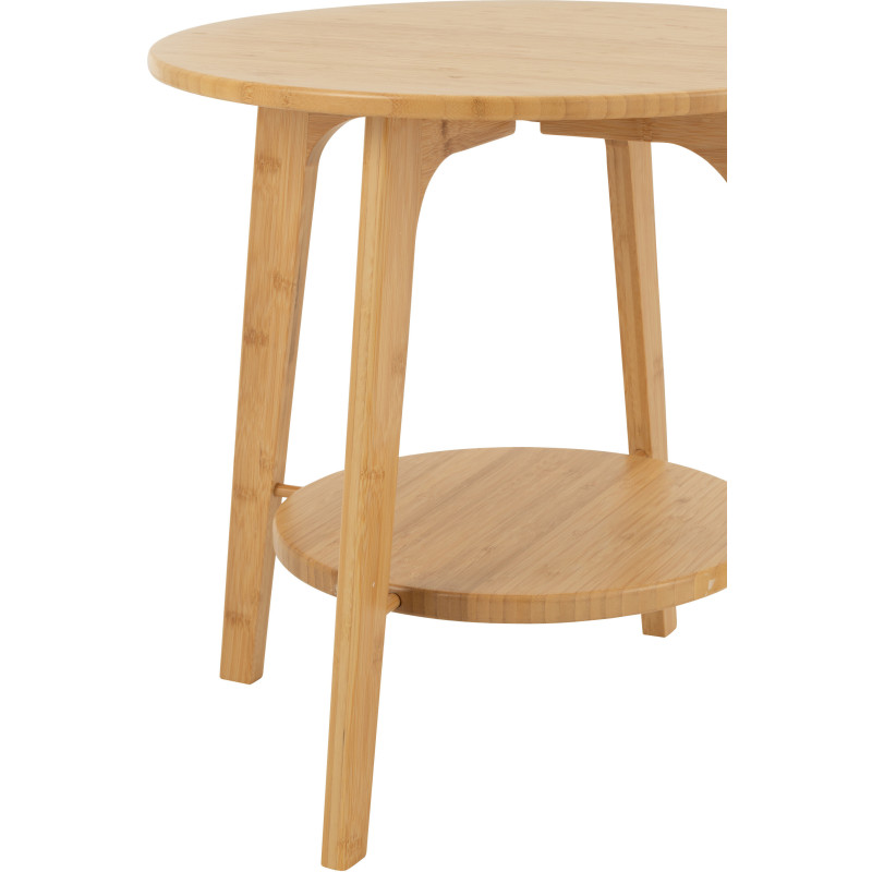Table d'appoint japandi Ronde 1 étagère en Bois de bambou Naturel Aiko - 3