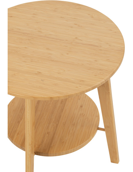 Table d'appoint japandi Ronde 1 étagère en Bois de bambou Naturel Aiko - 4