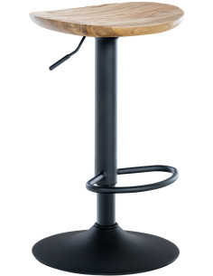 Tabouret de bar original en Bois massif Marron noyer Métal Noir Mat Nino - 1