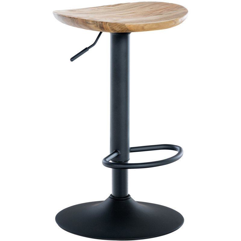 Tabouret de bar original en Bois massif Marron noyer Métal Noir Mat Nino - 1