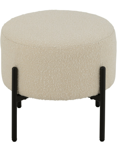 Tabouret moderne rond en Tissu Blanc Bouclette Métal Noir Finy - 3