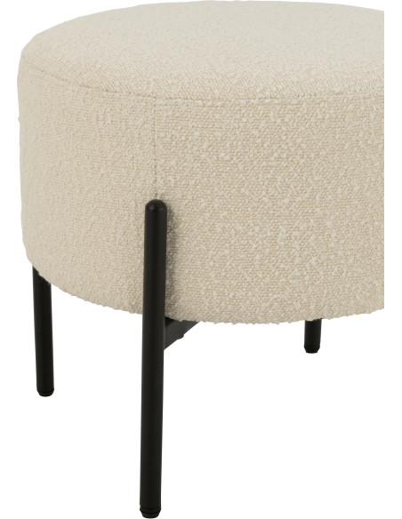 Tabouret moderne rond en Tissu Blanc Bouclette Métal Noir Finy - 4