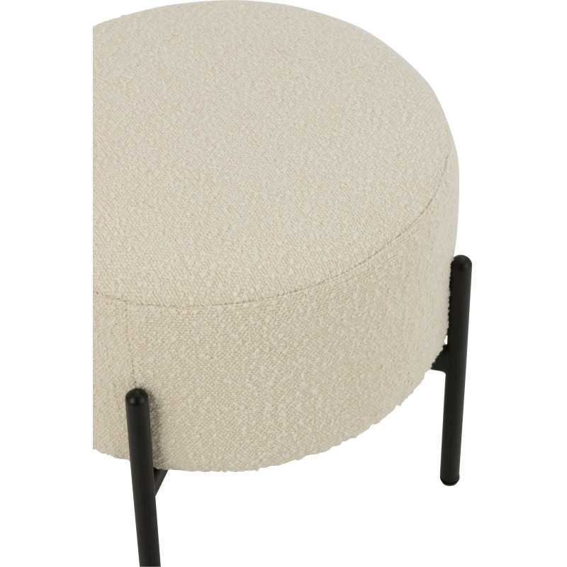 Tabouret moderne rond en Tissu Blanc Bouclette Métal Noir Finy - 5