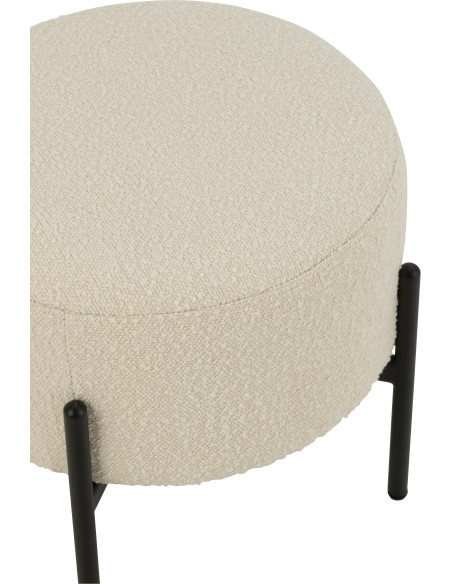 Tabouret moderne rond en Tissu Blanc Bouclette Métal Noir Finy - 5