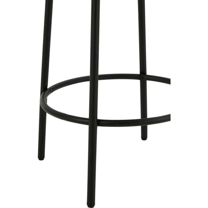 Tabouret de bar moderne rond en Tissu Blanc Bouclette Métal Noir Finy - 3