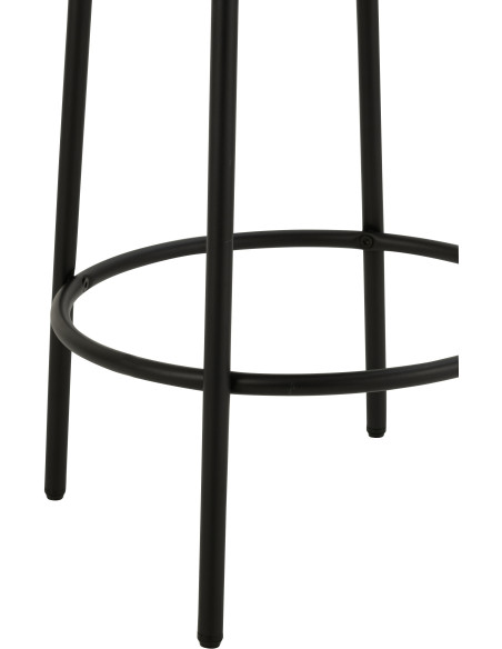 Tabouret de bar moderne rond en Tissu Blanc Bouclette Métal Noir Finy - 3