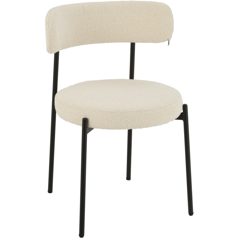 Chaise moderne en Tissu Blanc Bouclette Métal Noir Finy - 1