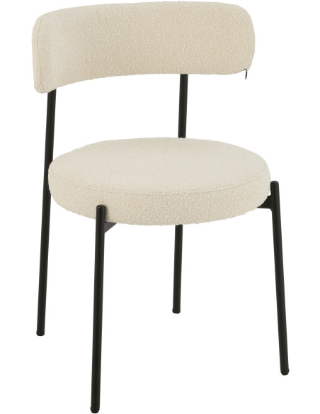 Chaise moderne en Tissu Blanc Bouclette Métal Noir Finy - 1