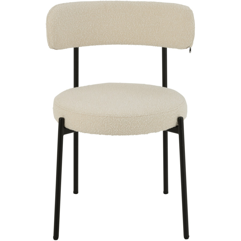 Chaise moderne en Tissu Blanc Bouclette Métal Noir Finy - 3