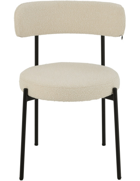 Chaise moderne en Tissu Blanc Bouclette Métal Noir Finy - 3