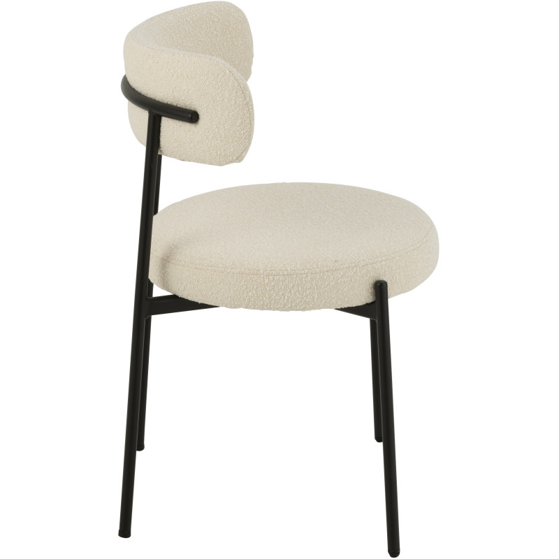 Chaise moderne en Tissu Blanc Bouclette Métal Noir Finy - 4