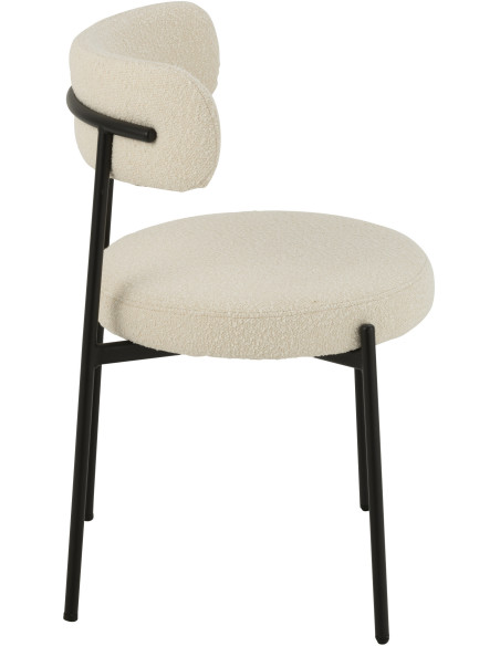 Chaise moderne en Tissu Blanc Bouclette Métal Noir Finy - 4