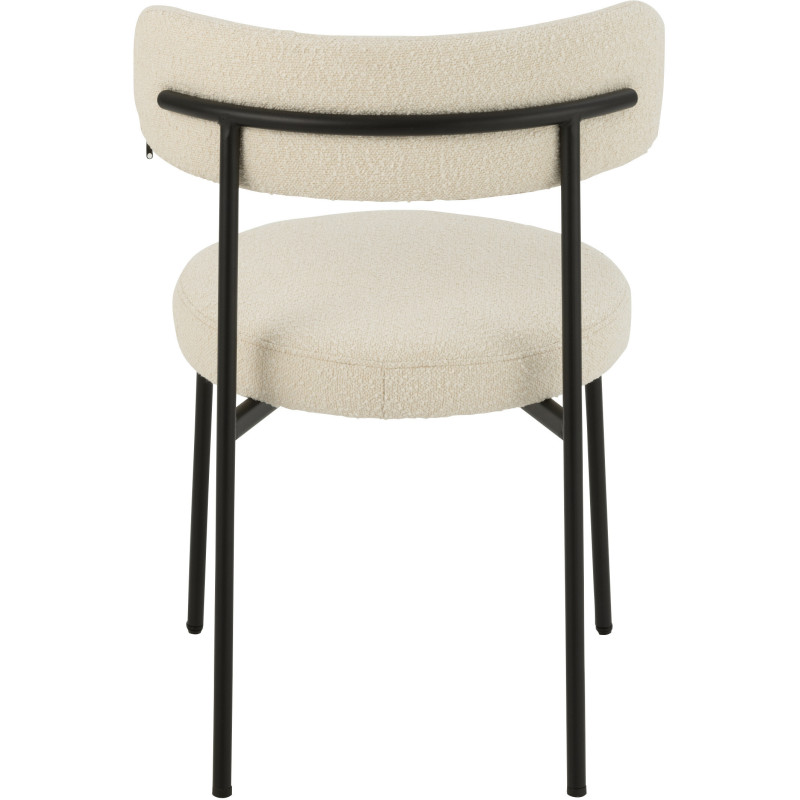 Chaise moderne en Tissu Blanc Bouclette Métal Noir Finy - 5