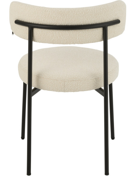 Chaise moderne en Tissu Blanc Bouclette Métal Noir Finy - 5