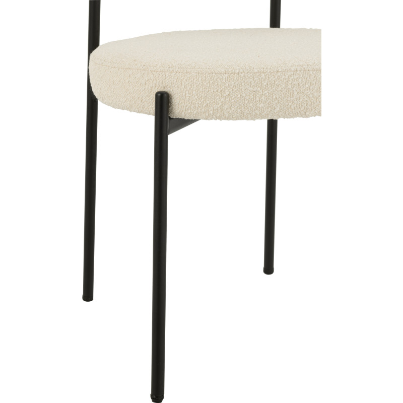Chaise moderne en Tissu Blanc Bouclette Métal Noir Finy - 6