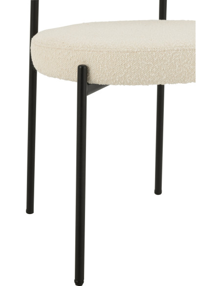 Chaise moderne en Tissu Blanc Bouclette Métal Noir Finy - 6