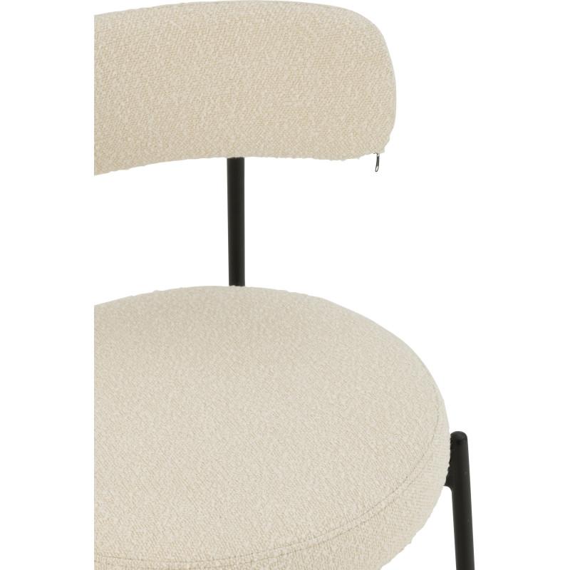 Chaise moderne en Tissu Blanc Bouclette Métal Noir Finy - 7