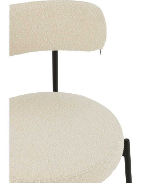 Chaise moderne en Tissu Blanc Bouclette Métal Noir Finy - 7