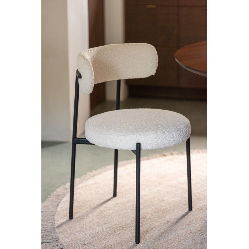 Chaise moderne en Tissu Blanc Bouclette Métal Noir Finy - 9