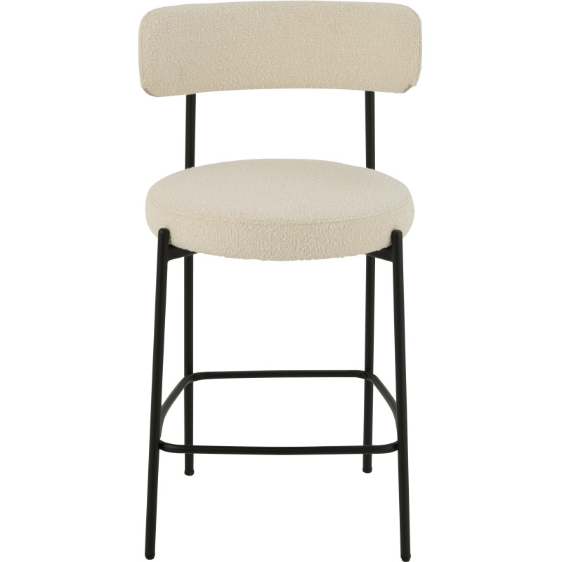 Tabouret de bar moderne avec dossier en Tissu Blanc Bouclette Métal Noir Finy - 2