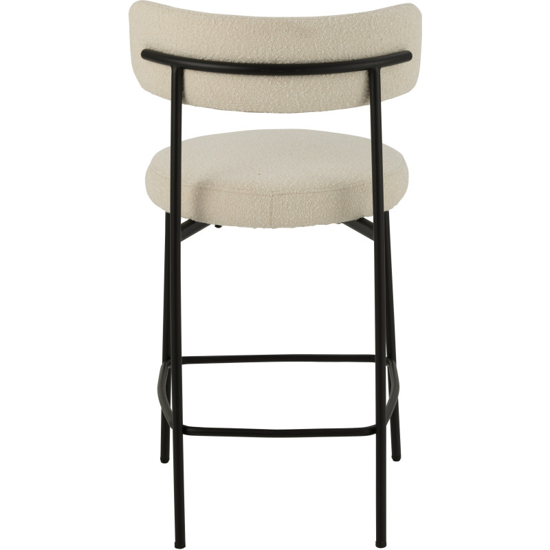 Tabouret de bar moderne avec dossier en Tissu Blanc Bouclette Métal Noir Finy - 4