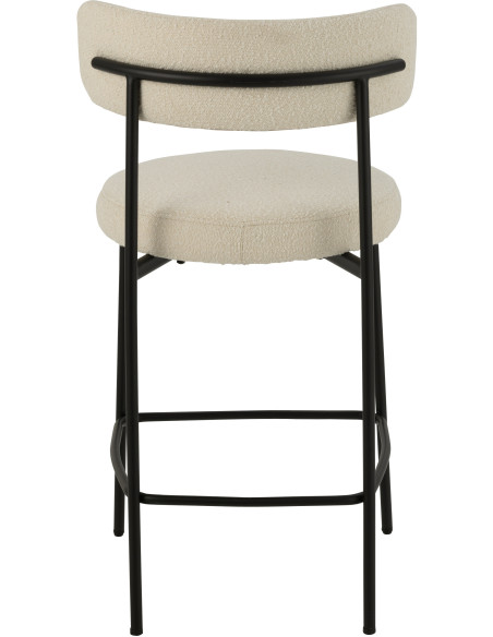 Tabouret de bar moderne avec dossier en Tissu Blanc Bouclette Métal Noir Finy - 4