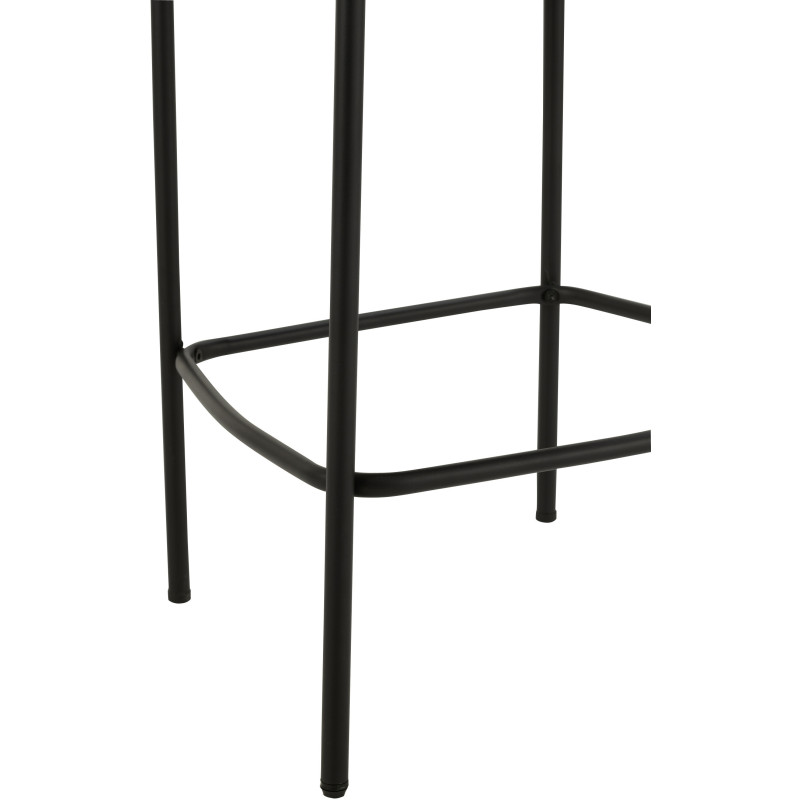 Tabouret de bar moderne avec dossier en Tissu Blanc Bouclette Métal Noir Finy - 5