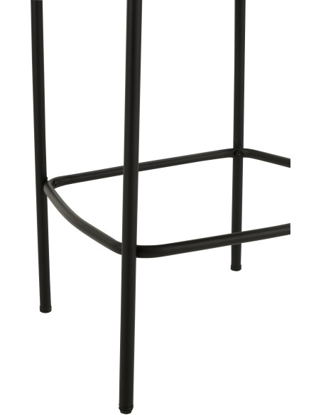 Tabouret de bar moderne avec dossier en Tissu Blanc Bouclette Métal Noir Finy - 5