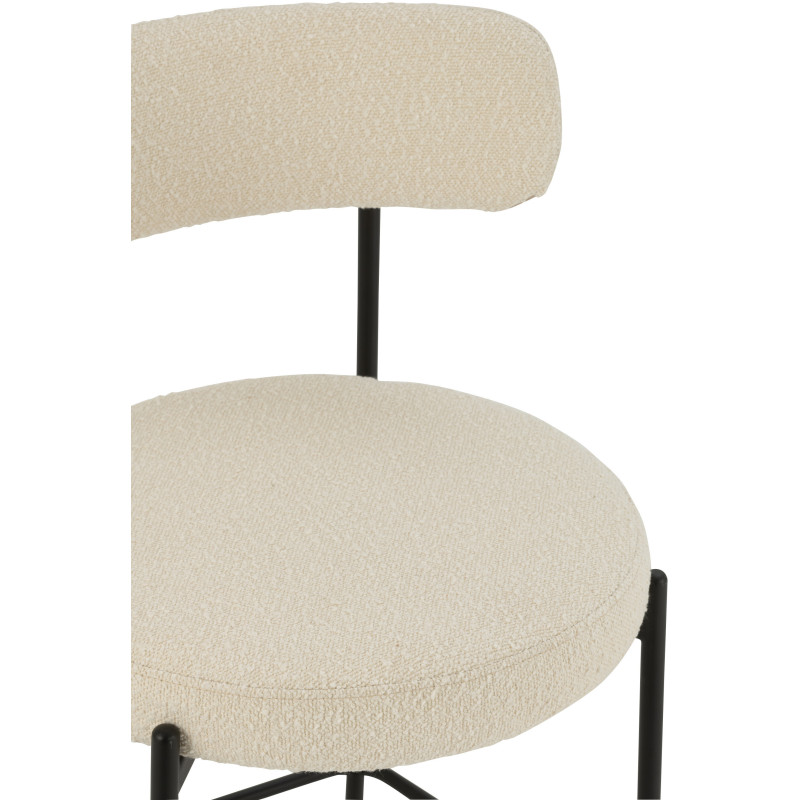 Tabouret de bar moderne avec dossier en Tissu Blanc Bouclette Métal Noir Finy - 6
