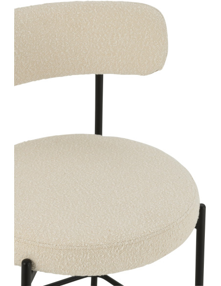 Tabouret de bar moderne avec dossier en Tissu Blanc Bouclette Métal Noir Finy - 6