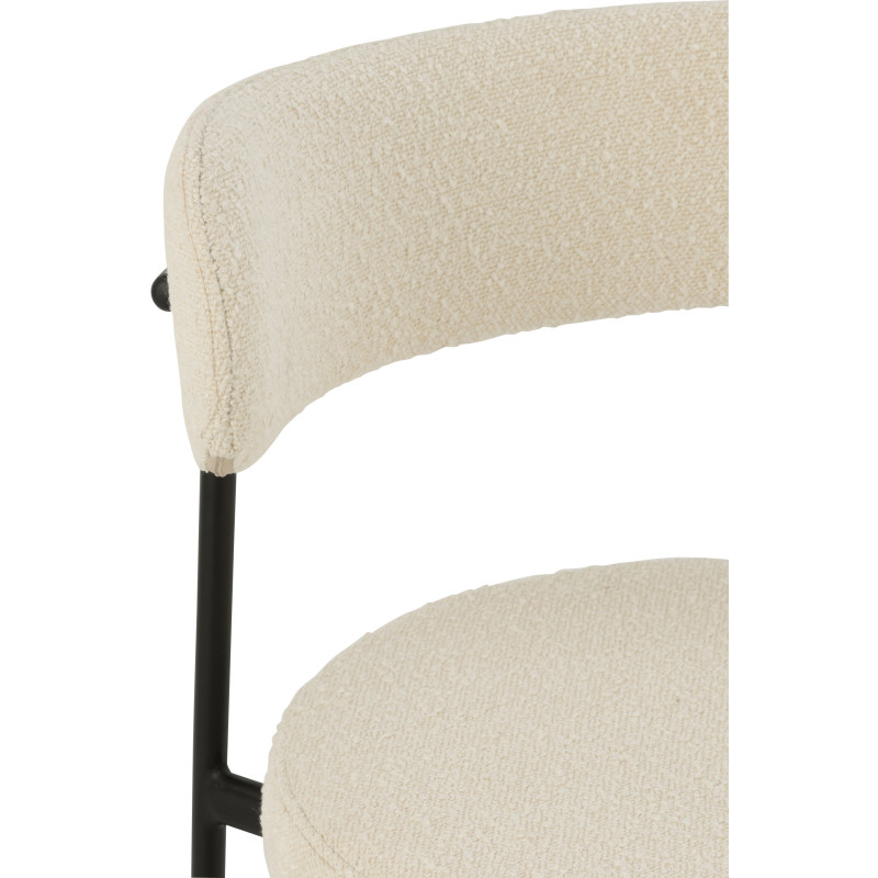 Tabouret de bar moderne avec dossier en Tissu Blanc Bouclette Métal Noir Finy - 7