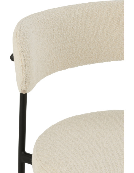 Tabouret de bar moderne avec dossier en Tissu Blanc Bouclette Métal Noir Finy - 7