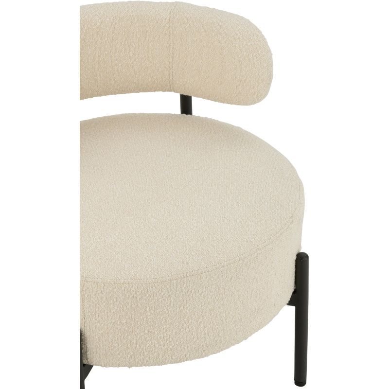 Fauteuil bas moderne rond en Tissu Blanc Bouclette Métal Noir Finy - 6