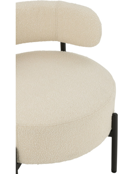 Fauteuil bas moderne rond en Tissu Blanc Bouclette Métal Noir Finy - 6