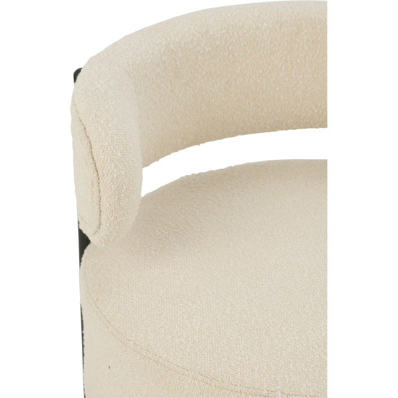 Fauteuil bas moderne rond en Tissu Blanc Bouclette Métal Noir Finy - 7