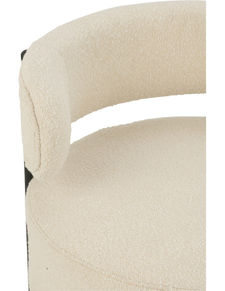 Fauteuil bas moderne rond en Tissu Blanc Bouclette Métal Noir Finy - 7