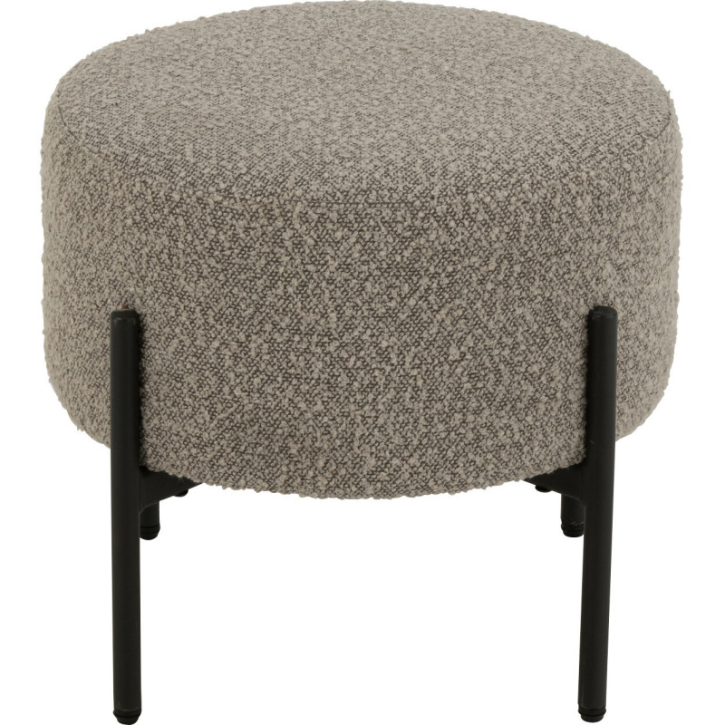 Tabouret moderne rond en Tissu Gris Bouclette Métal Noir Finy - 2