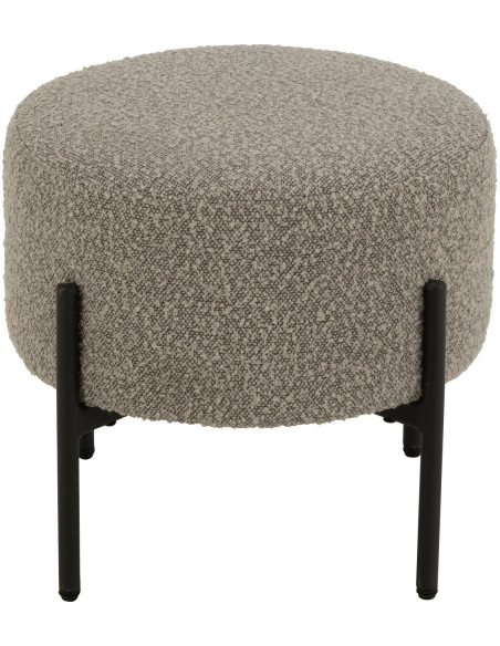 Tabouret moderne rond en Tissu Gris Bouclette Métal Noir Finy - 2