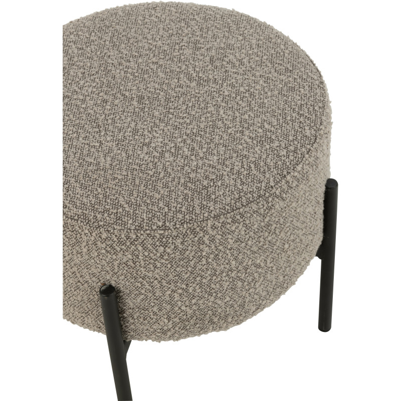 Tabouret moderne rond en Tissu Gris Bouclette Métal Noir Finy - 4
